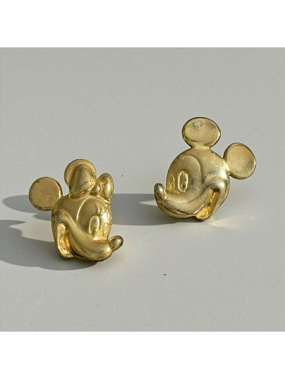 Wendy Gell Disney Gold Plated Mickey & Minnie Mouse Vintage Brooch Pin Set